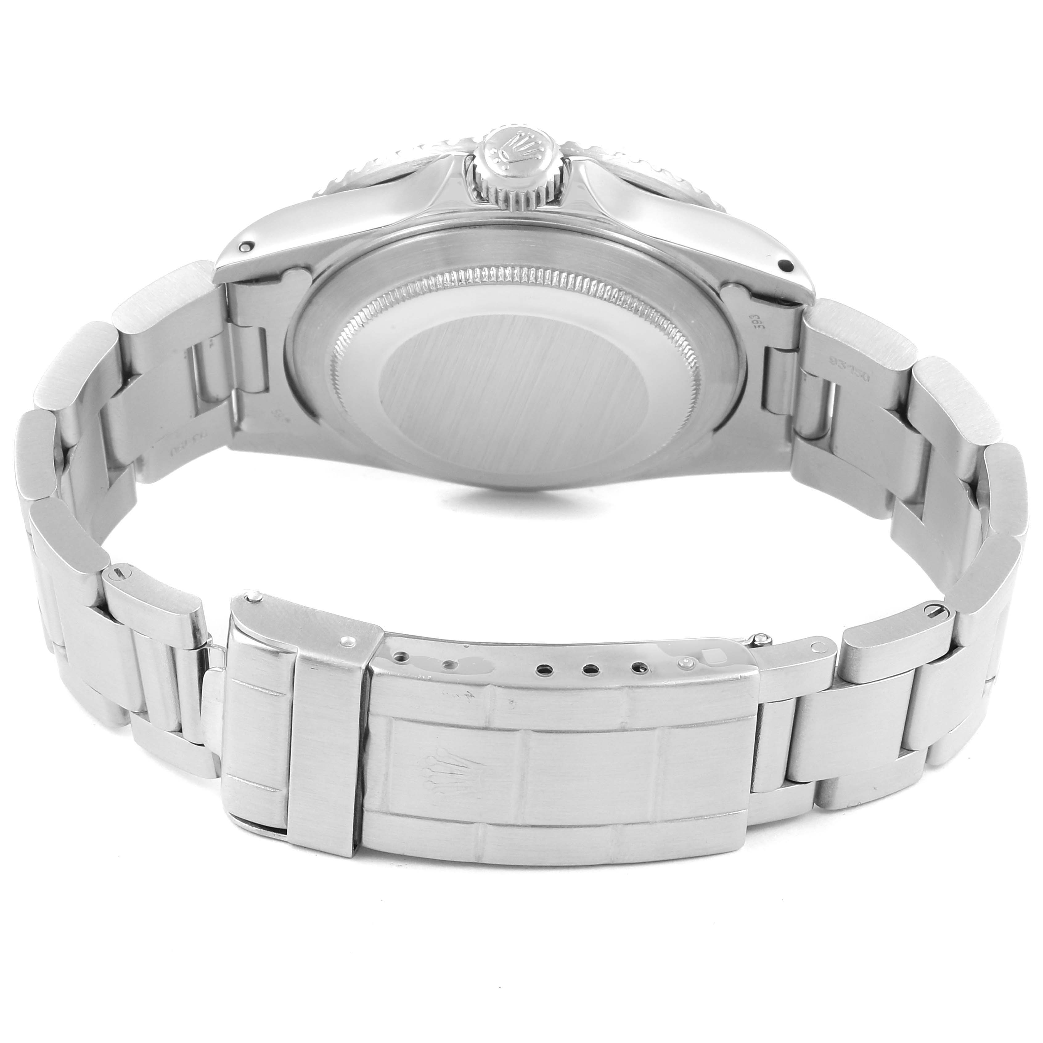 The image shows the back view of a Rolex Vintage Collection 16800 Men's Stainless Steel Black Dial 16800 Men's Stainless Steel Black Dial watch, focusing on the case back and metal bracelet clasp.