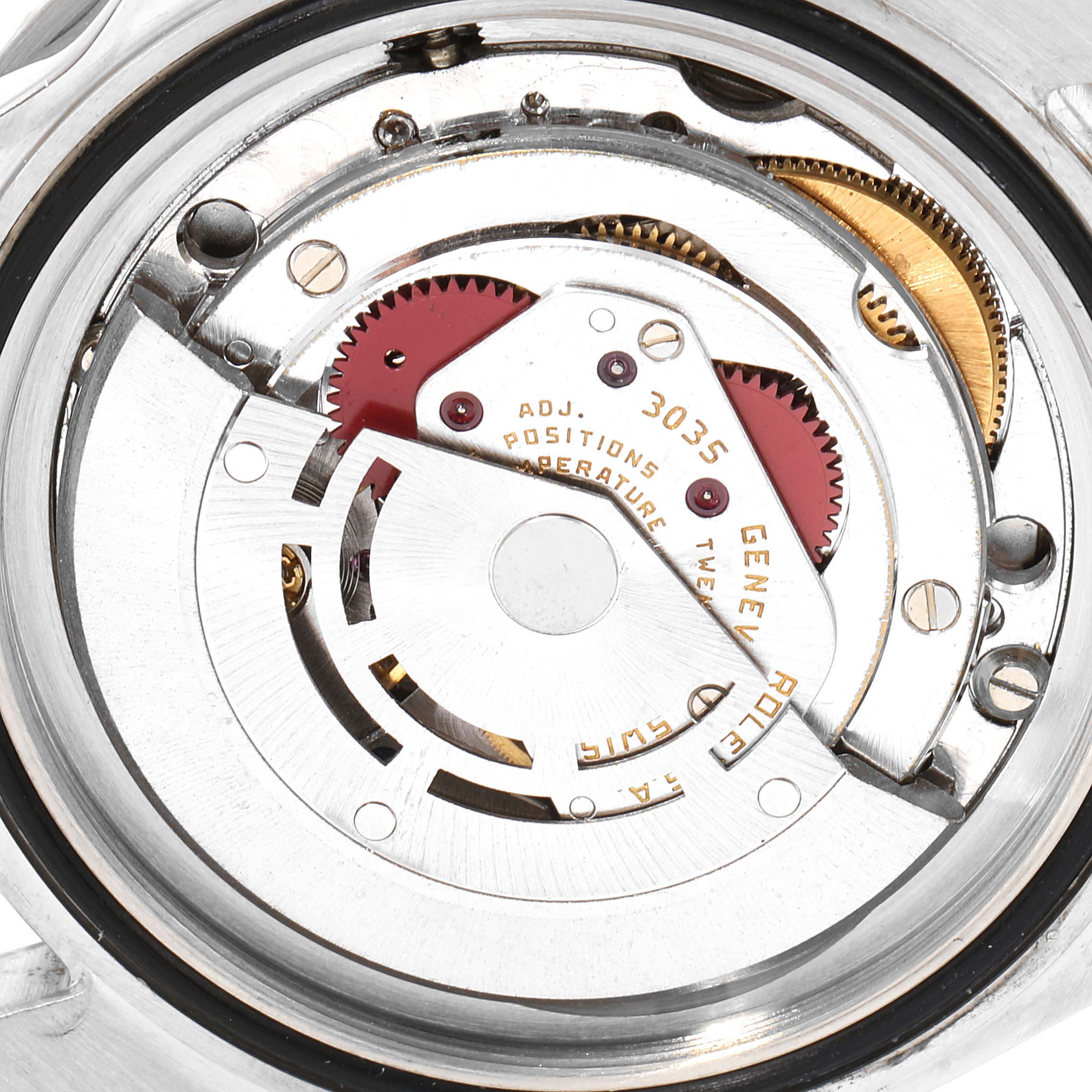 This image shows the internal mechanism of a Rolex Vintage Collection 16800 Men's Stainless Steel Black Dial 16800 Men's Stainless Steel Black Dial model watch taken up close from the back.