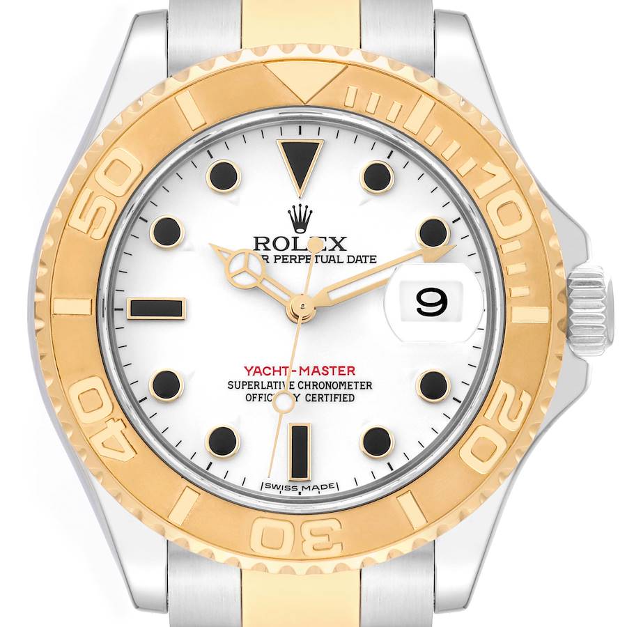 Rolex Yachtmaster Steel Yellow Gold White Dial Mens Watch 16623 Box Papers SwissWatchExpo