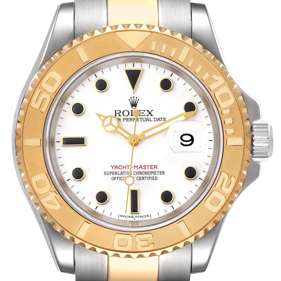 Rolex Yachtmaster White Dial Steel Yellow Gold Mens Watch 16623 SwissWatchExpo