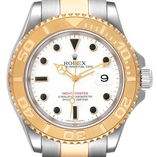 Photo of Rolex Yachtmaster White Dial Steel Yellow Gold Mens Watch 16623