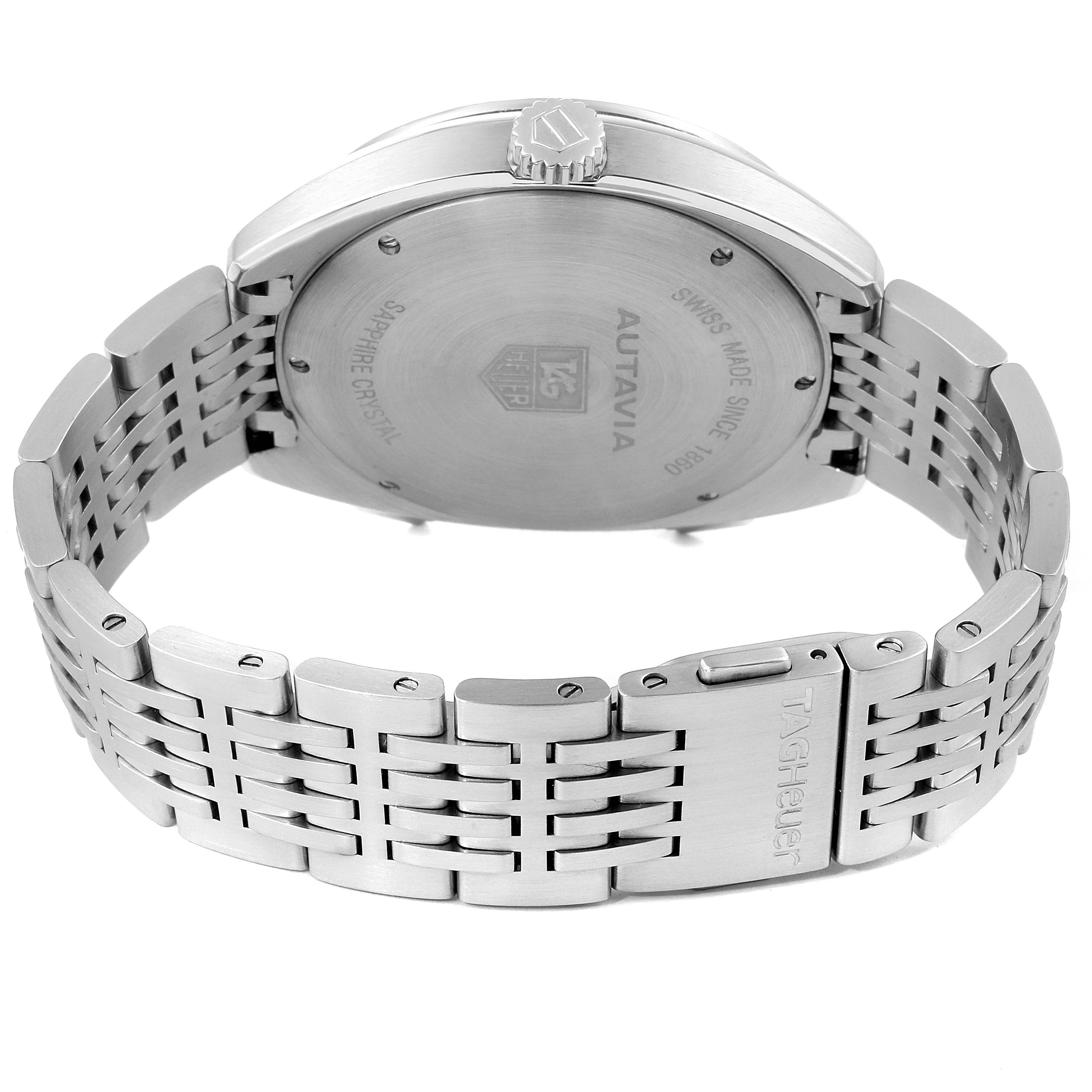 The image shows the back case and bracelet of a Tag Heuer Autavia CY2110 Men's Stainless Steel White Dial CY2110 Men's Stainless Steel White Dial watch.