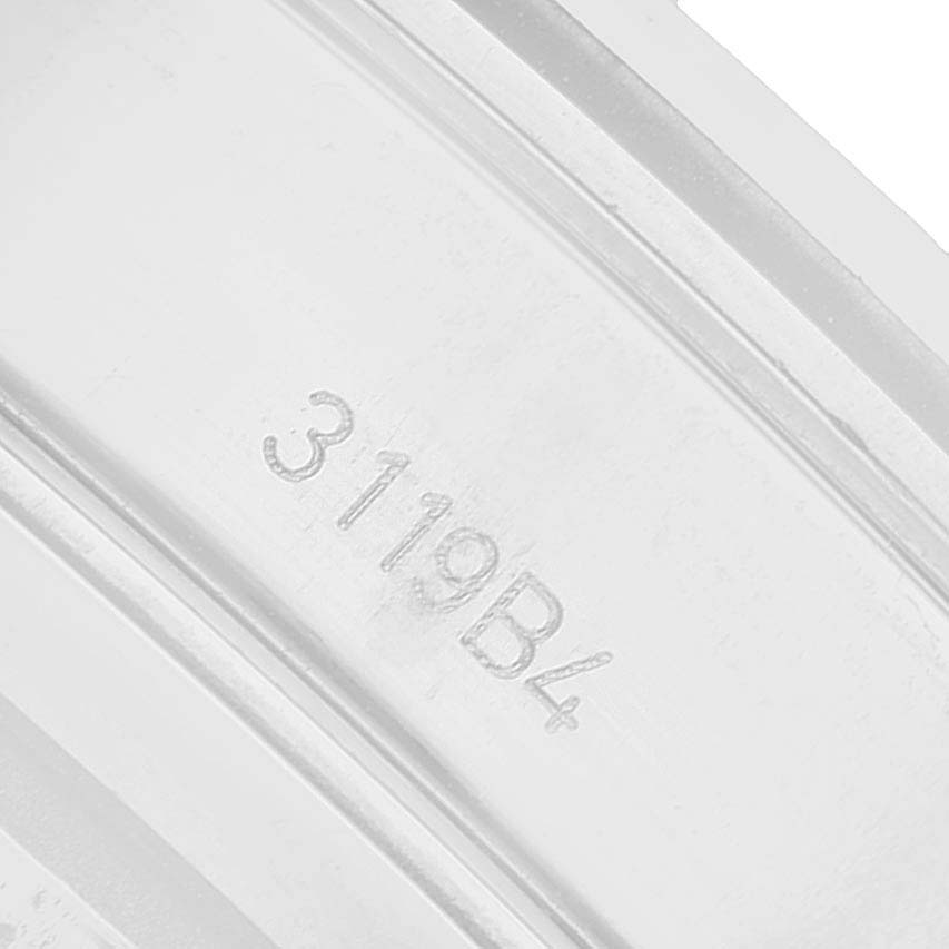 The image shows a close-up of the inner metal band with the engraving "3119B4" on the Breitling Premier AB0118 Men's Stainless Steel Grey Dial watch.