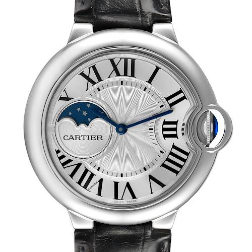 Photo of Cartier Ballon Bleu 37 Moonphase Steel Mens Watch WSBB0029 Card