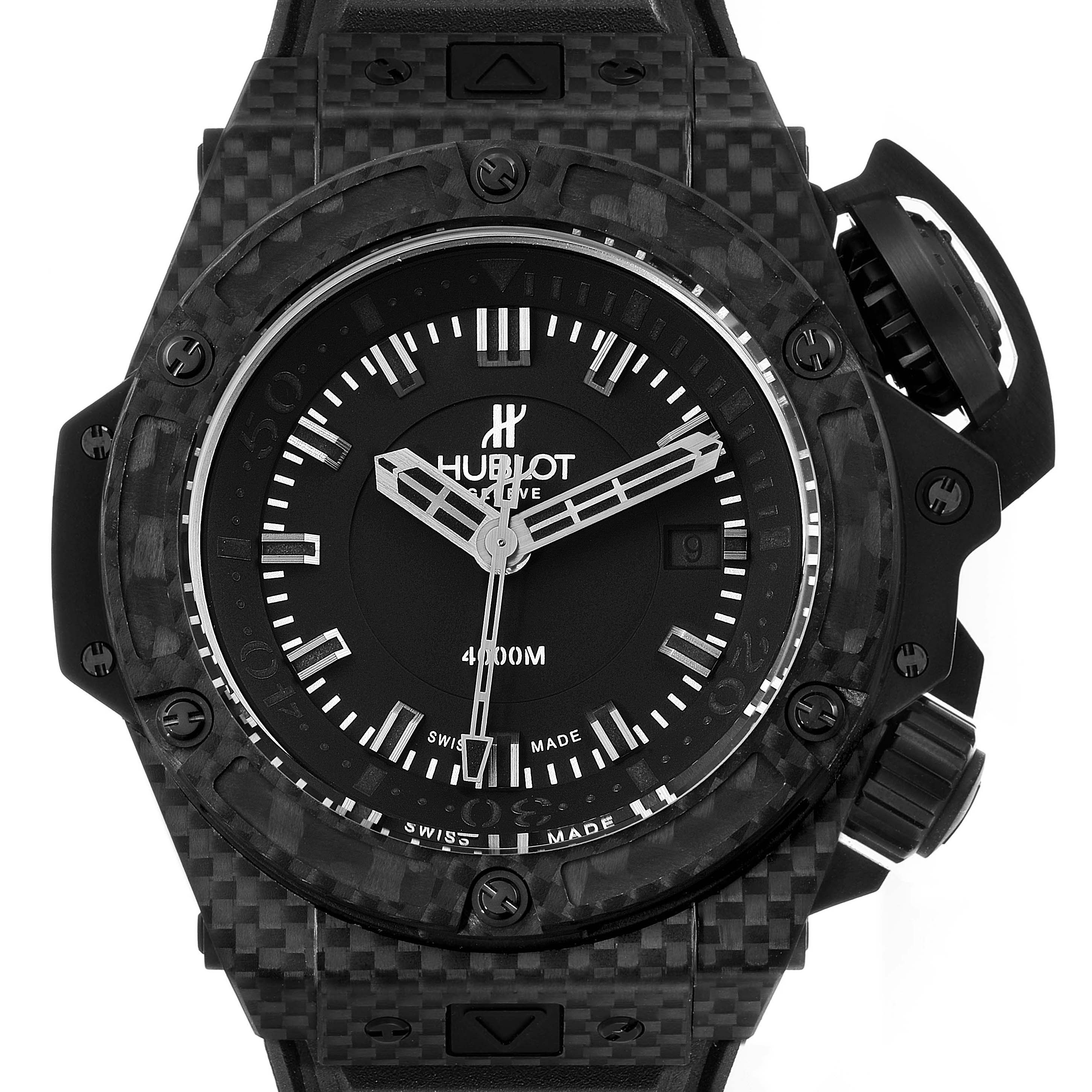 The image shows a front view of a Hublot Big Bang 731.QX.1140.RX Men's Titanium Black Dial 731.QX.1140.RX Men's Titanium Black Dial watch, displaying the dial, hands, and bezel.