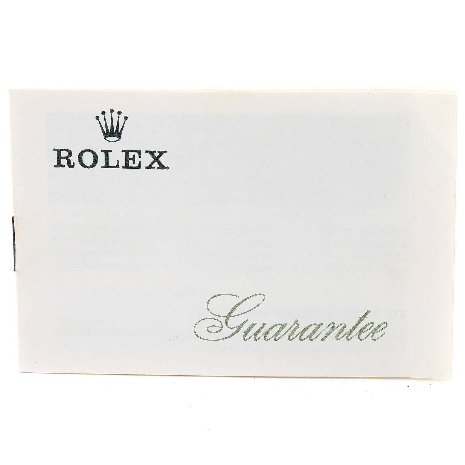 The image shows a warranty booklet for the Rolex Cocktail 4431 Women's White Gold Silver Dial 4431 Women's White Gold Silver Dial model watch.