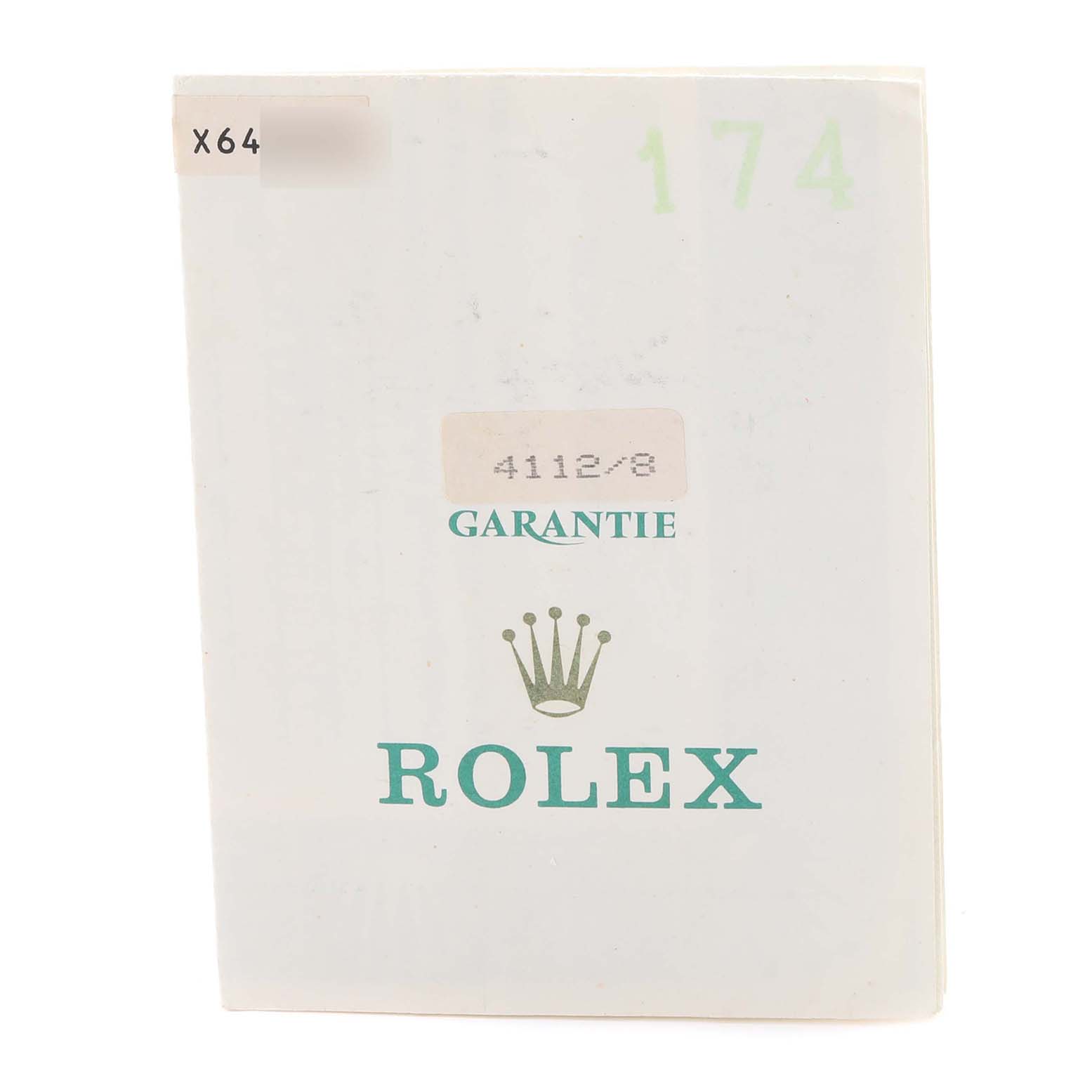 The image shows a Rolex Cellini 4112 Men's Yellow Gold Grey Dial 4112 Men's Yellow Gold Grey Dial warranty booklet cover, featuring the brand logo and warranty text.