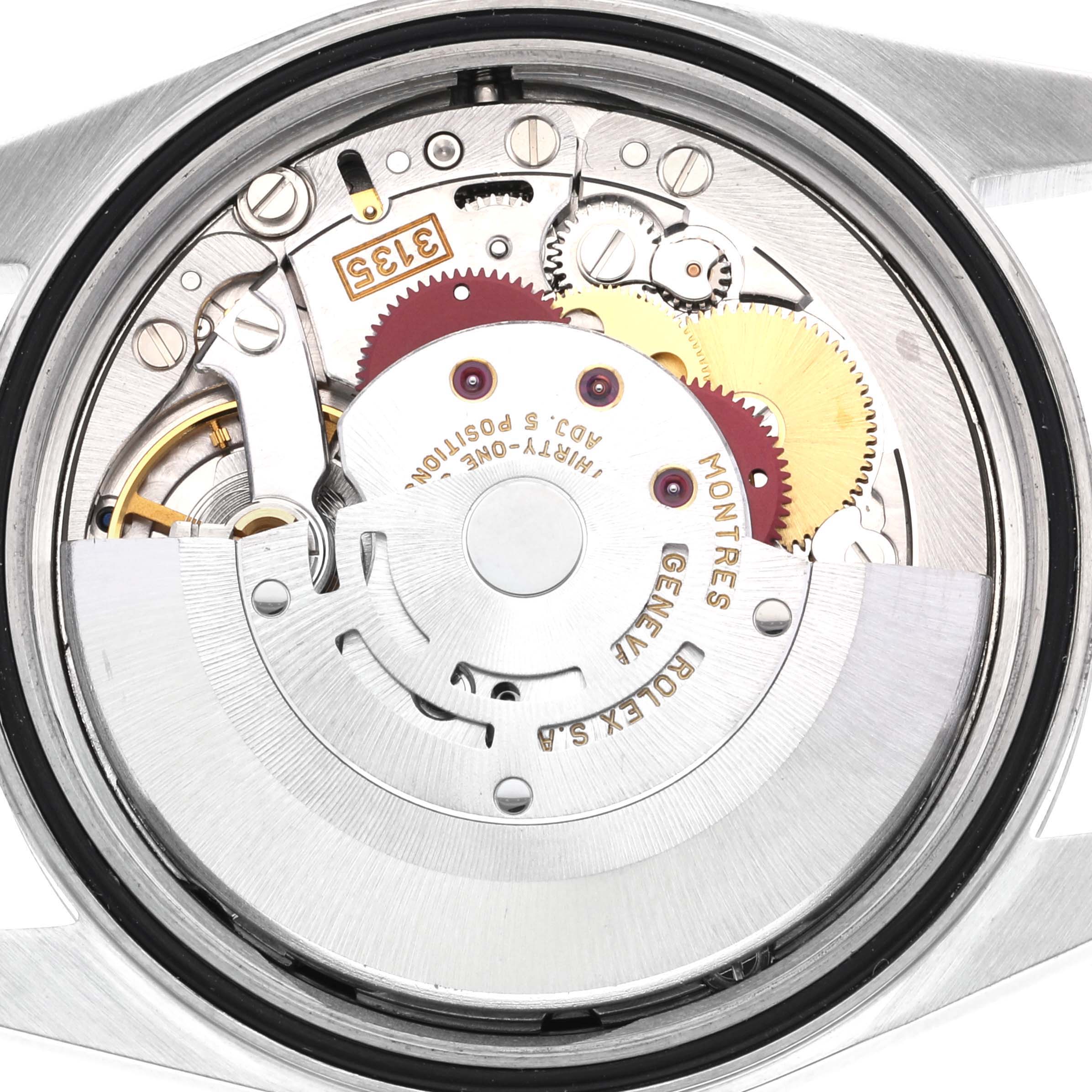 This image shows the internal mechanism of a Rolex Datejust 16200 Men's Stainless Steel Black Dial 16200 Men's Stainless Steel Black Dial watch, viewed from the back.