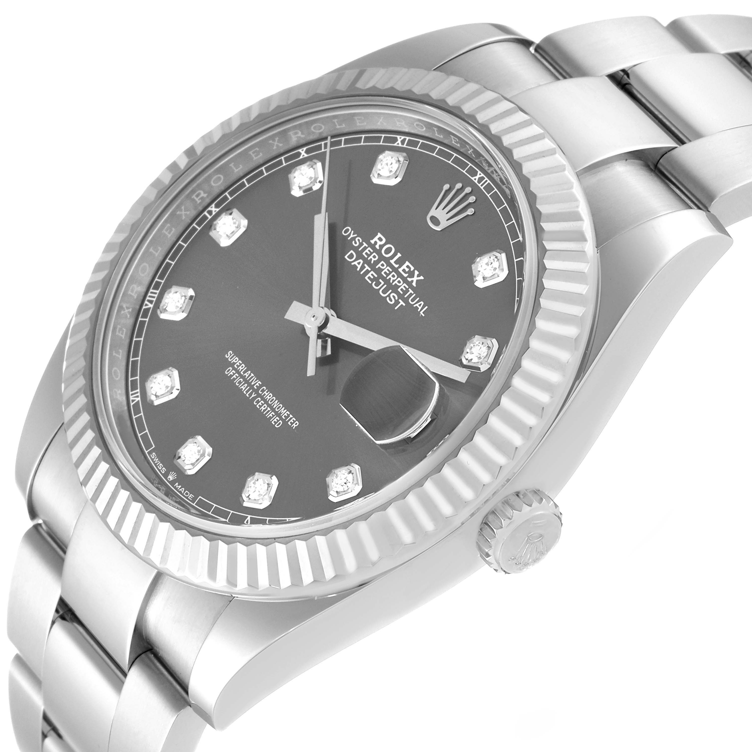 This image shows a close-up angled view of a Rolex Datejust 41 126334 Men
s Stainless Steel Grey Dial 126334 Men
s Stainless Steel Grey Dial watch, highlighting the dial, bezel, and part of the bracelet.