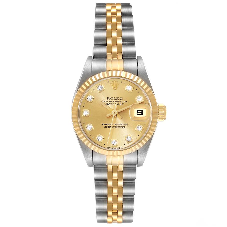 Rolex Watches (Pre-owned) Womens Steel and Gold Rolex DateJust Diamond Dot  Dial Watch With Concealed