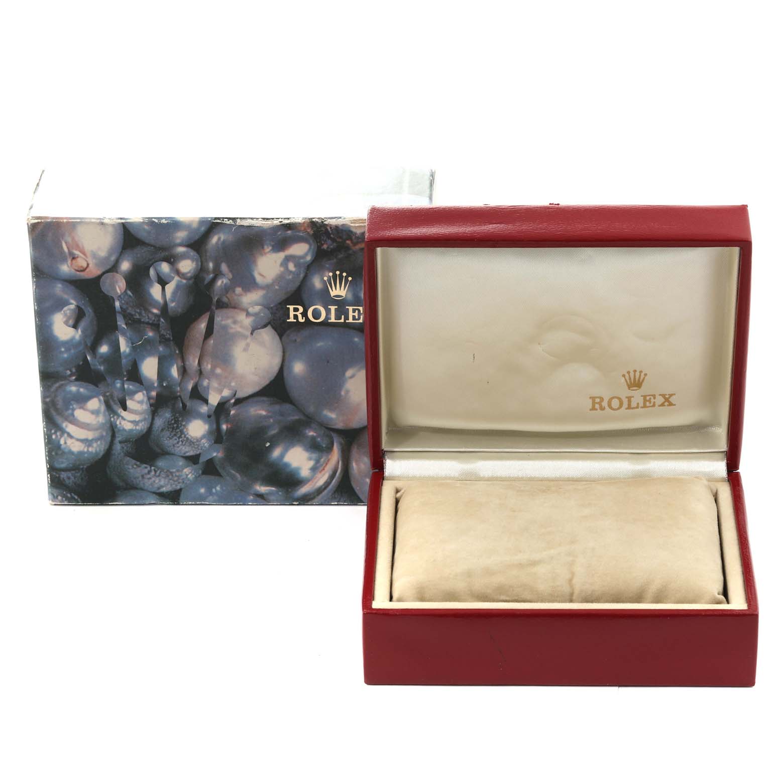 The image shows a Rolex Datejust 69173 Women's Steel and Gold (two tone) Champagne Dial 69173 Women's Steel and Gold (two tone) Champagne Dial watch box and packaging from a front angle.