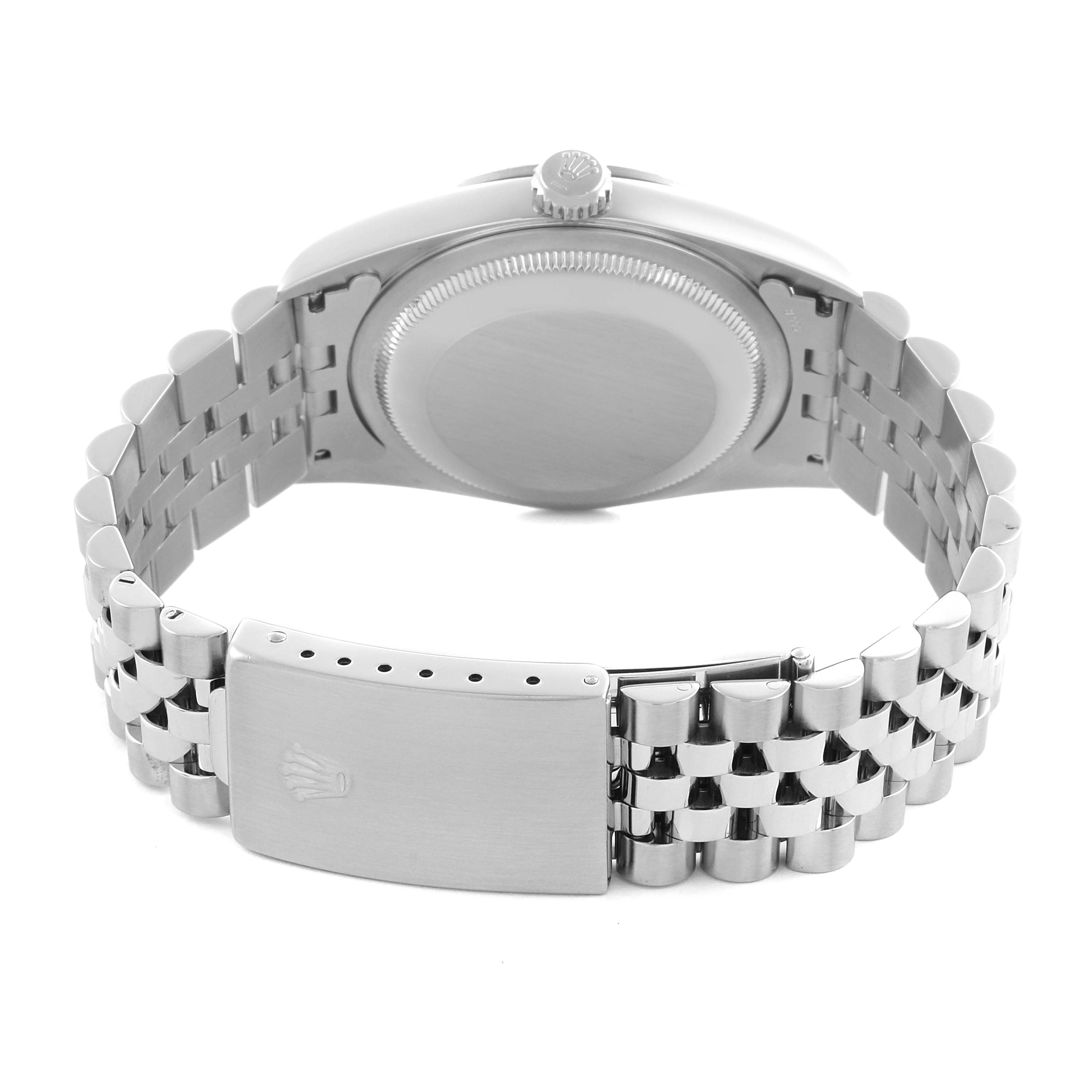 The image shows the back view of a Rolex Datejust 16234 Men's Stainless Steel Mother of Pearl Dial 16234 Men's Stainless Steel Mother of Pearl Dial watch, highlighting the bracelet and clasp.