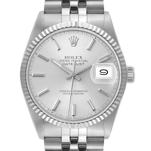 Photo of Rolex Datejust Steel White Gold Silver Dial Vintage Mens Watch 16014