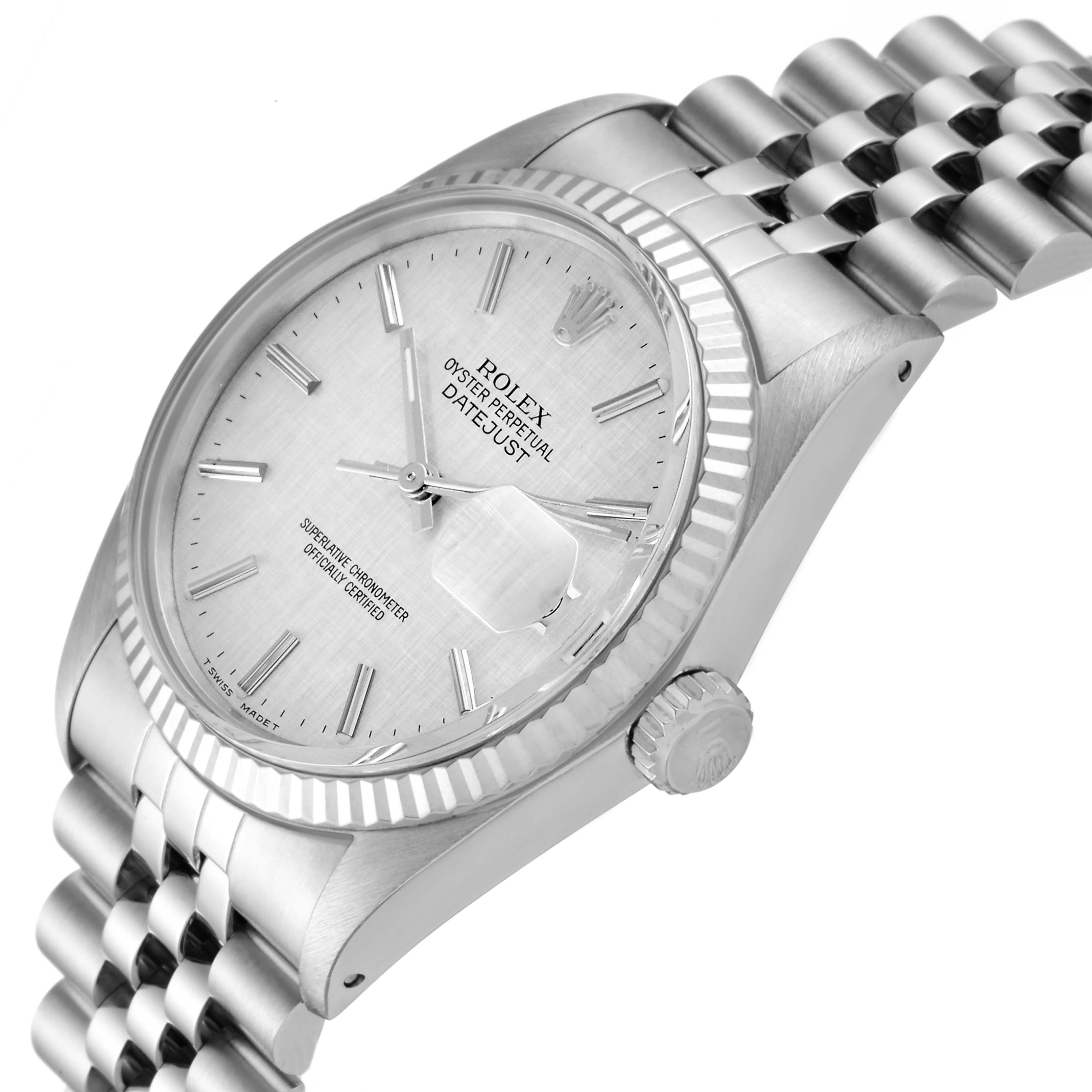 The image shows a close-up, angled view of the Rolex Vintage Collection 16014 Men's Stainless Steel Silver Dial 16014 Men's Stainless Steel Silver Dial watch, displaying the dial, bezel, crown, and part of the bracelet.