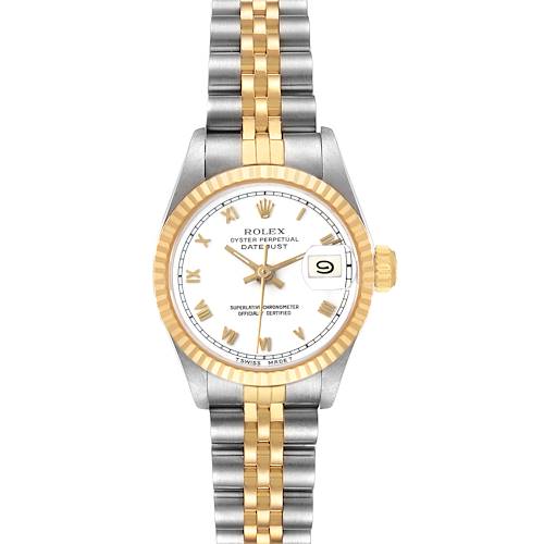 Photo of Rolex Datejust White Roman Dial Steel Yellow Gold Ladies Watch 69173