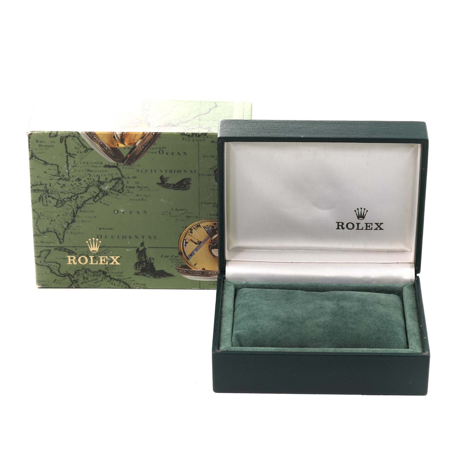 The image shows the open box and outer packaging for the Rolex Oyster Perpetual 76080 Women's Stainless Steel Pink Dial 76080 Women's Stainless Steel Pink Dial watch.