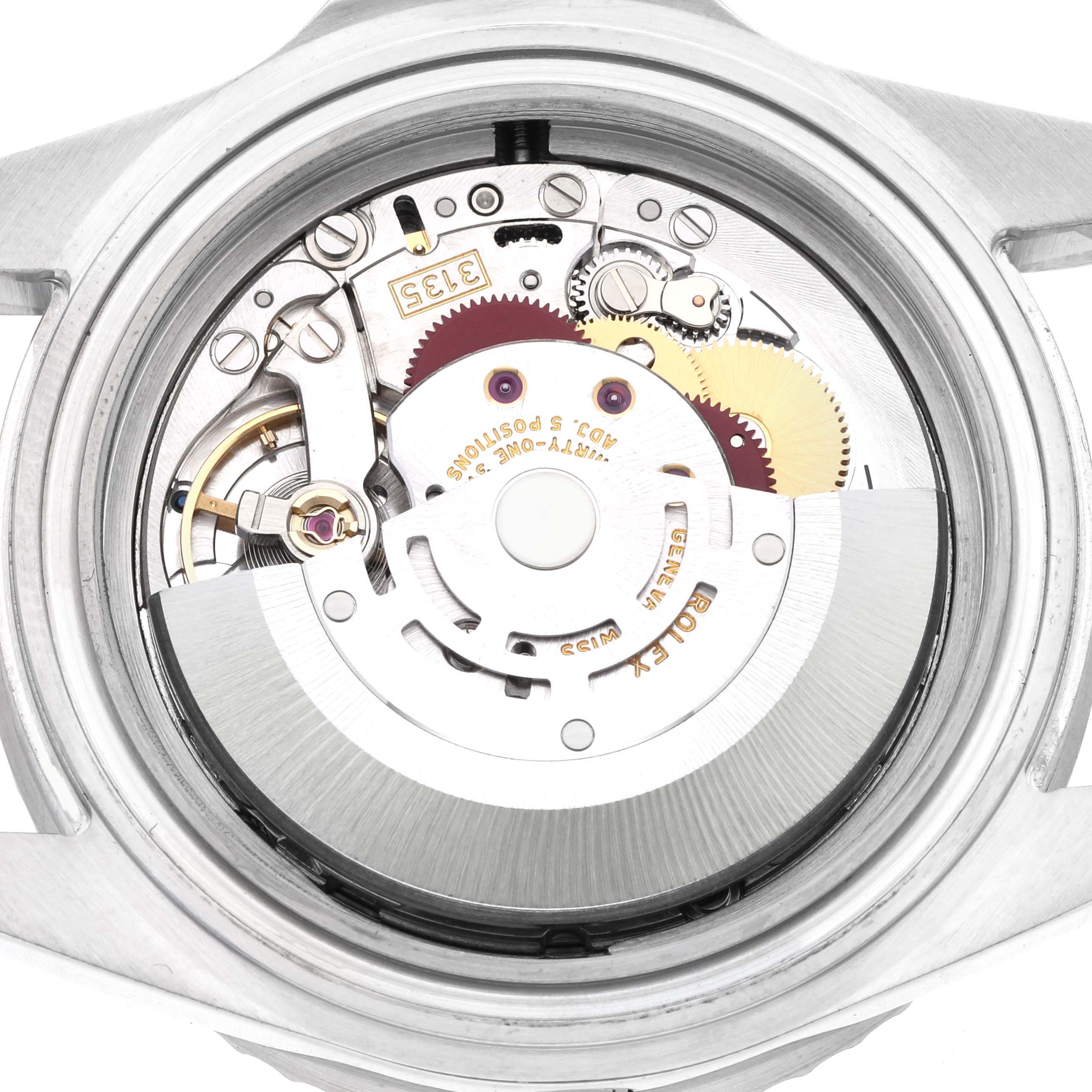 The image shows the movement of a Rolex Sea-Dweller 16600 Men's Stainless Steel Black Dial 16600 Men's Stainless Steel Black Dial watch from a rear angle, highlighting its intricate inner workings.