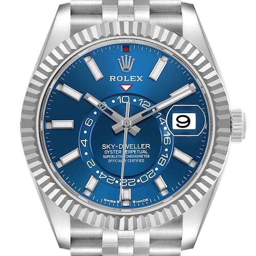 Photo of Rolex Sky-Dweller Blue Dial Steel White Gold Mens Watch 336934 Box Card