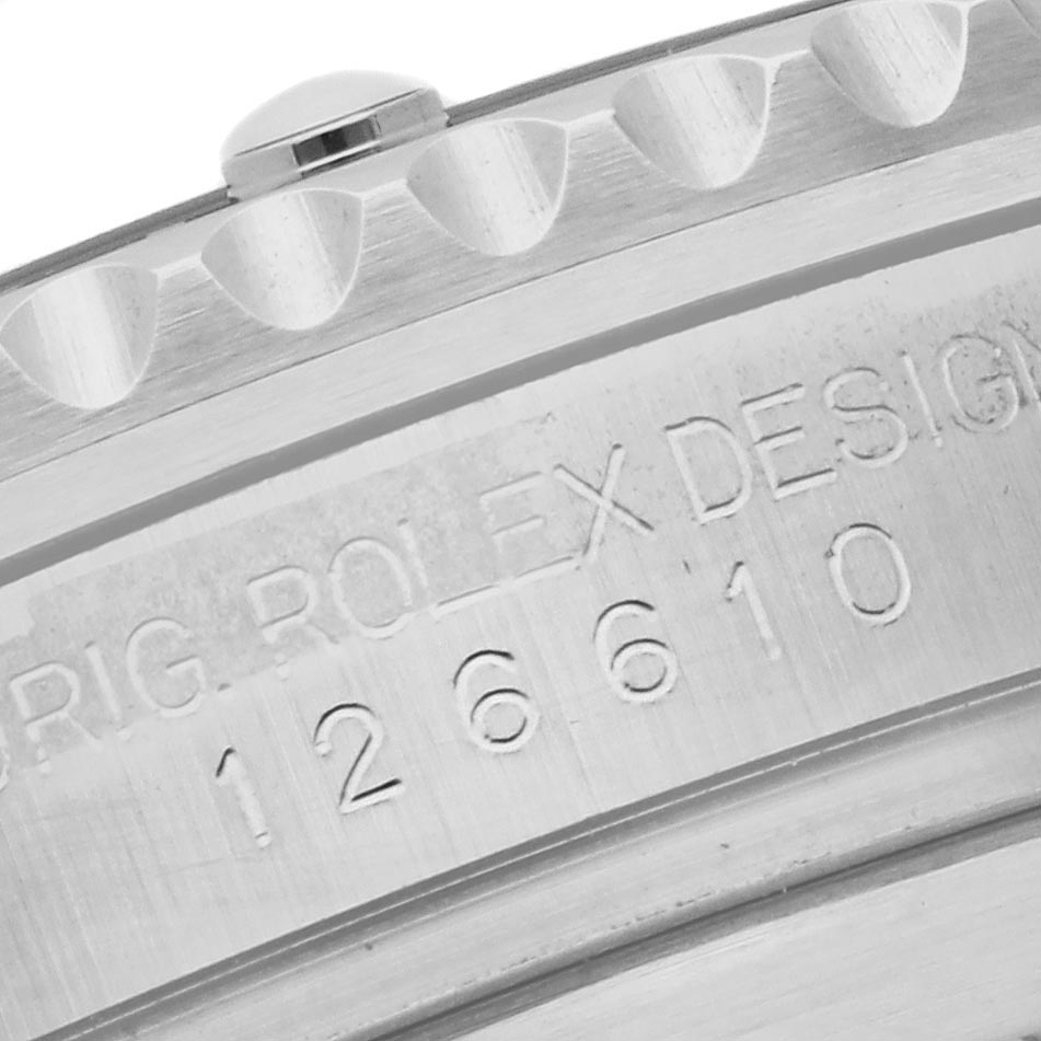 The image shows a close-up of the case side of the Rolex Submariner 126610LN Men's Stainless Steel Black Dial 126610LN Men's Stainless Steel Black Dial, highlighting the engraved model number.