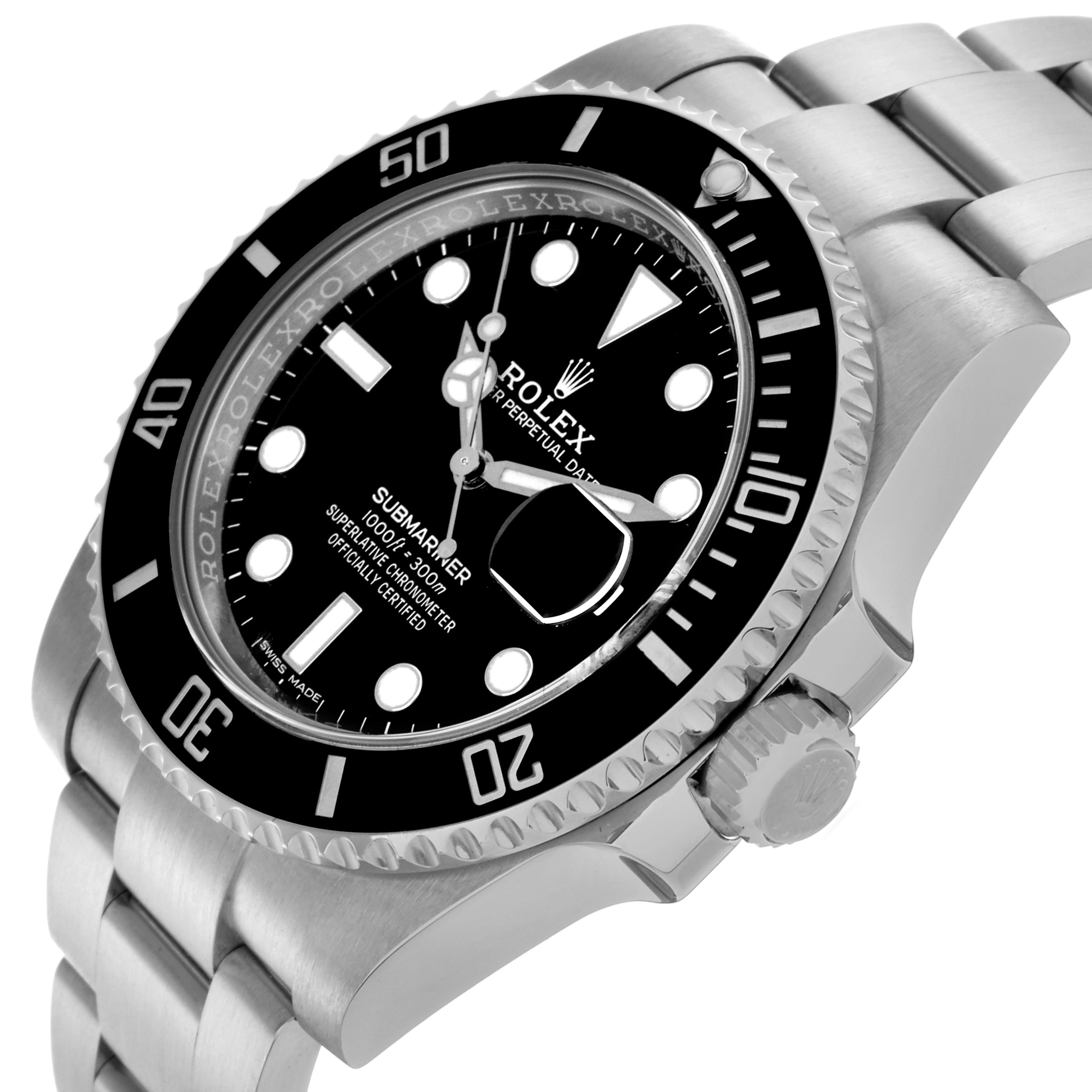 The Rolex Submariner 116610 Men's Stainless Steel Black Dial 116610 Men's Stainless Steel Black Dial watch is shown from an angle highlighting the bezel, crown, and bracelet.