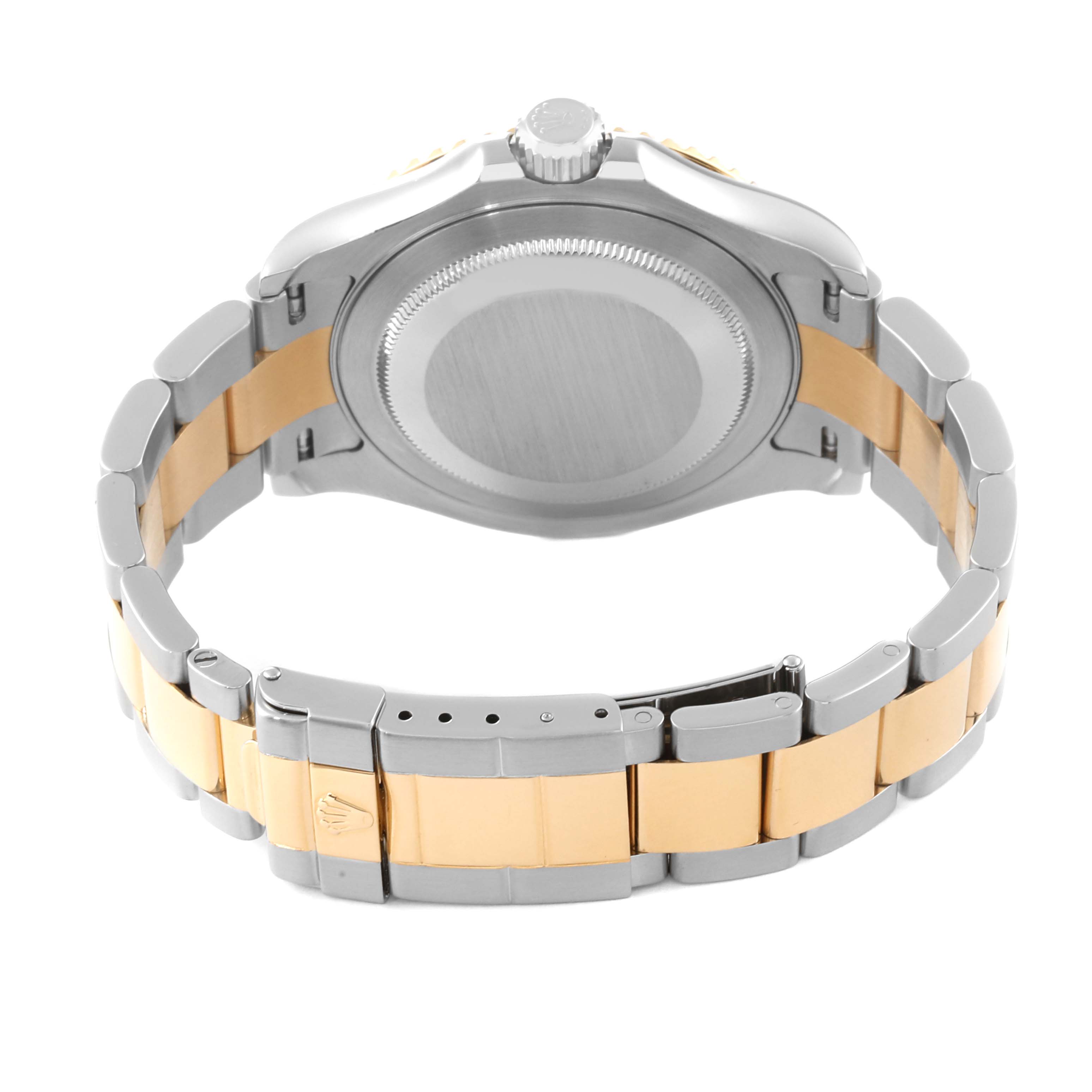 This image shows the back and bracelet of a Rolex Yacht-Master 16623 Men's Steel and Gold (two tone) Champagne Dial 16623 Men's Steel and Gold (two tone) Champagne Dial watch.