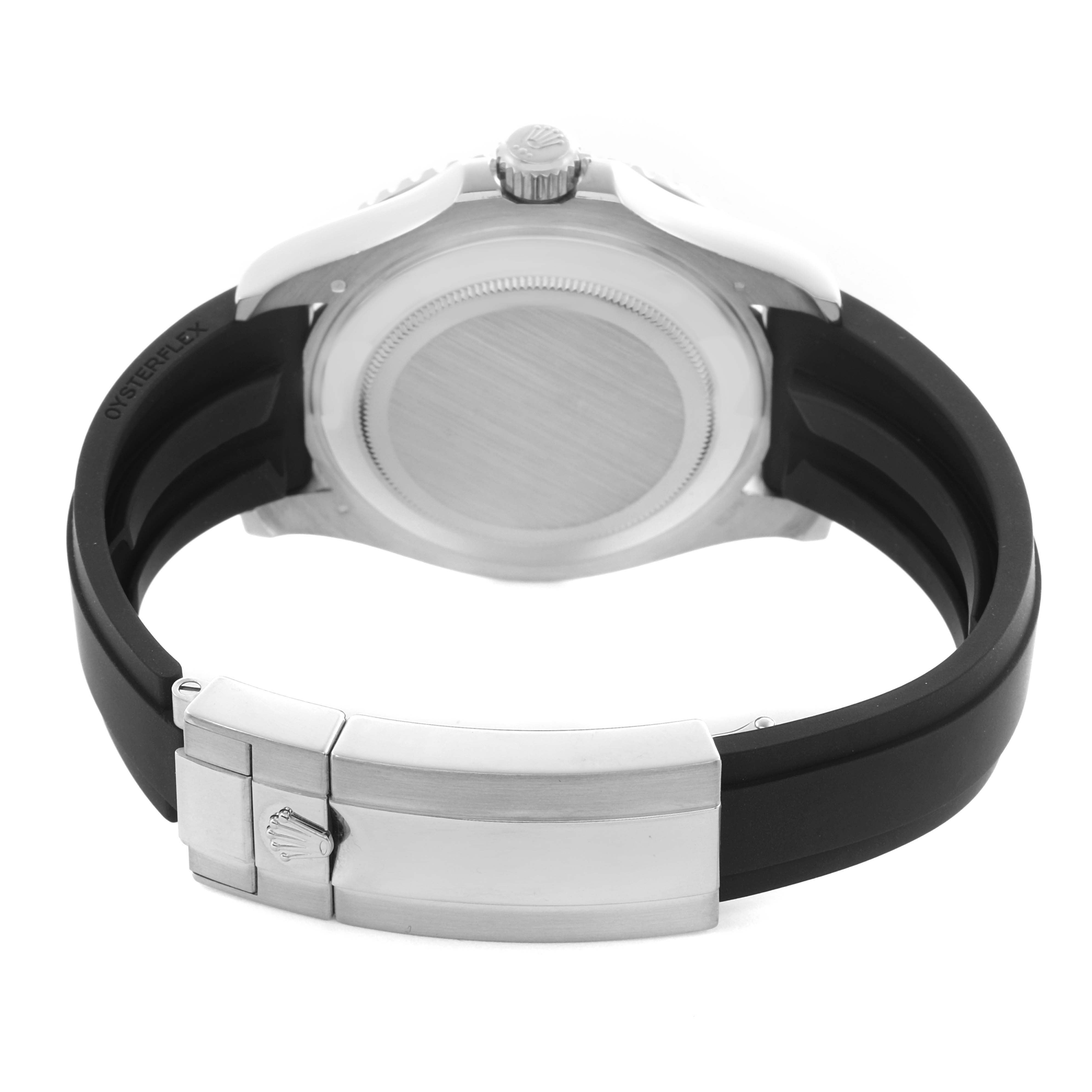 The image shows the back of the Rolex Yacht-Master 226659 Men's White Gold Black Dial 226659 Men's White Gold Black Dial watch, displaying the case back, crown, and the Oysterflex bracelet's clasp.