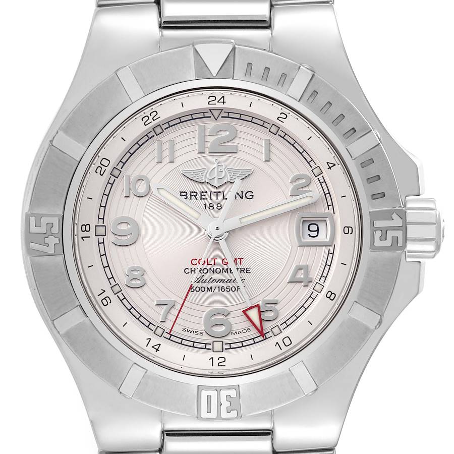Breitling Colt GMT Silver Dial Automatic Steel Mens Watch A32370 Box Papers SwissWatchExpo