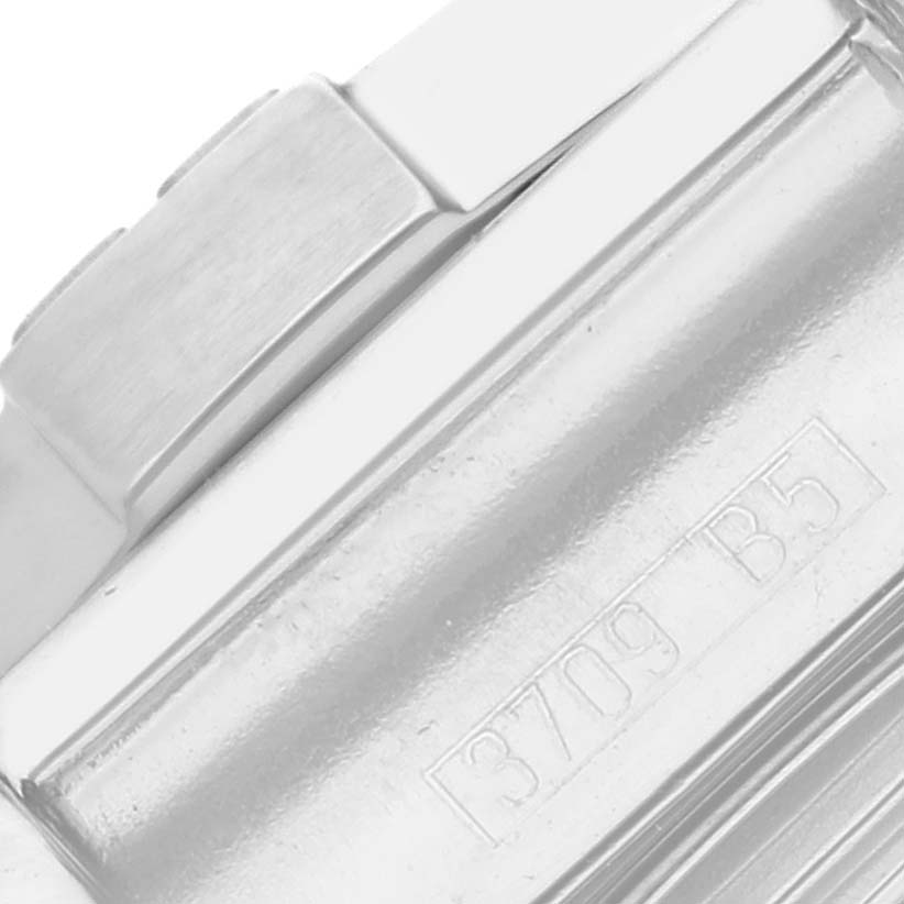 This close-up image shows a portion of the clasp and bracelet with engraved numbers on the Breitling Colt A3237011/G673 Men's Stainless Steel Silver Dial A3237011/G673 Men's Stainless Steel Silver Dial watch.