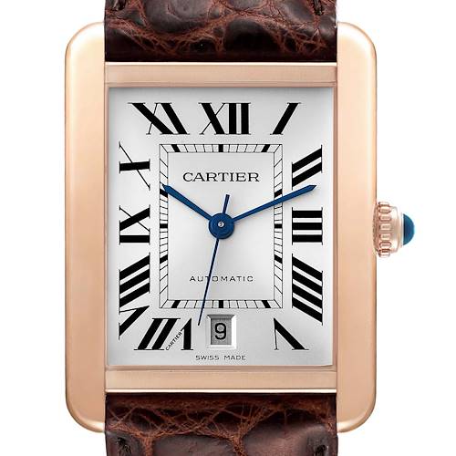 Photo of Cartier Tank Solo XL Rose Gold Silver Dial Mens Watch W5200026