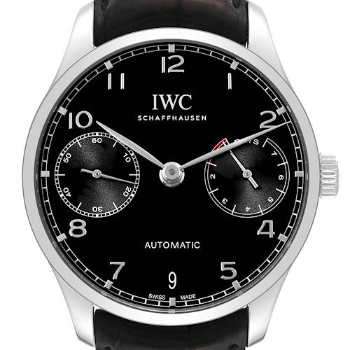 Photo of IWC Portuguese Chrono 7 Day Black Dial Steel Mens Watch IW500703