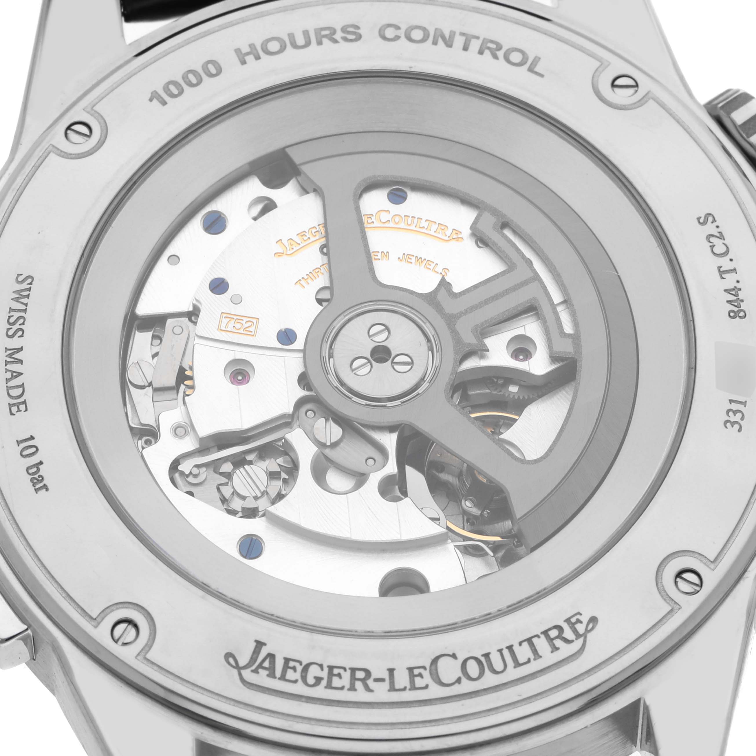 The image shows the back of the Jaeger LeCoultre Polaris Q905T471 Men's Titanium Black Dial Q905T471 Men's Titanium Black Dial watch, highlighting its movement and internal mechanisms.