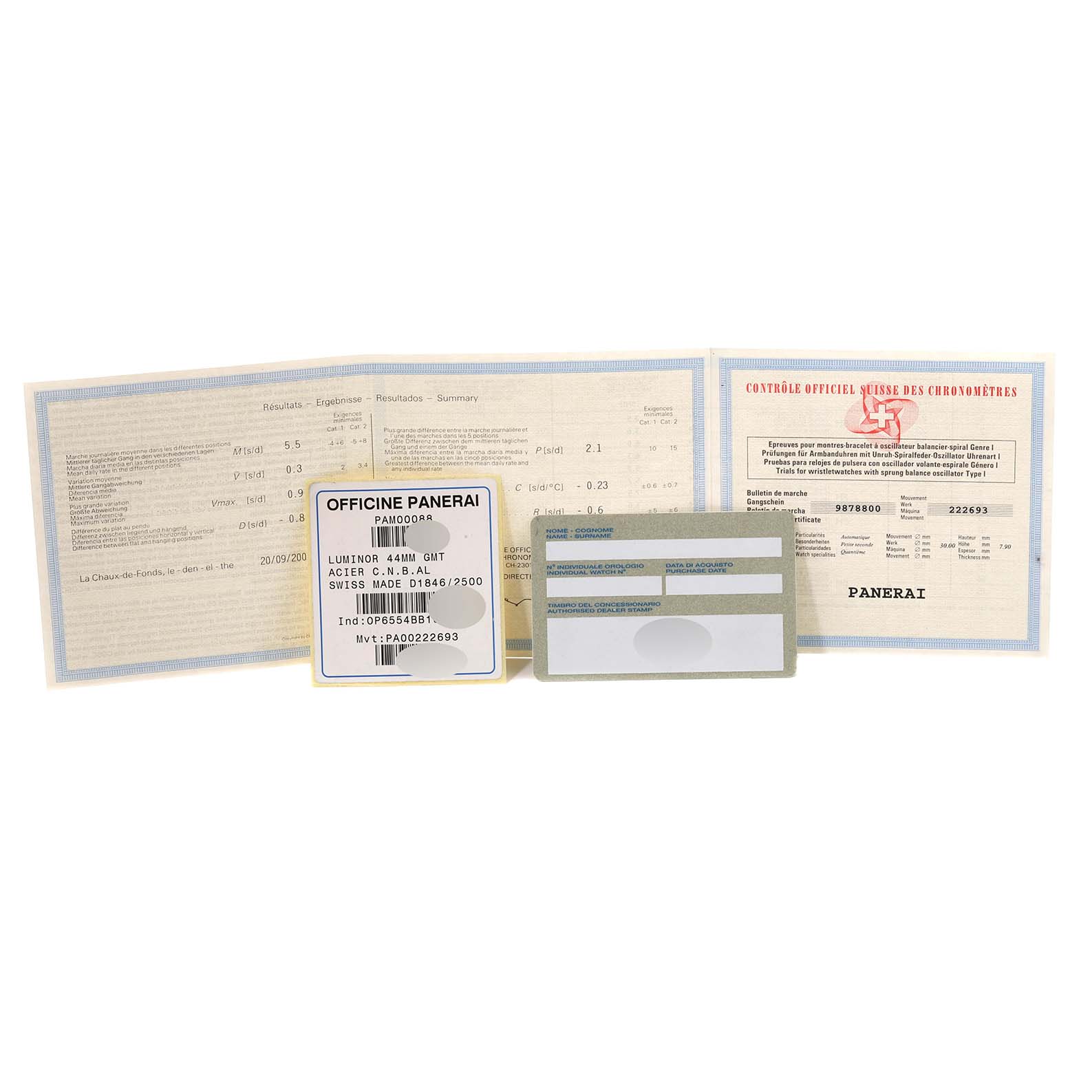 The image shows documents and certificates for a Panerai Luminor PAM00088 Men
s Stainless Steel Black Dial PAM00088 Men
s Stainless Steel Black Dial watch model, including warranty and Best Quality
ity papers.