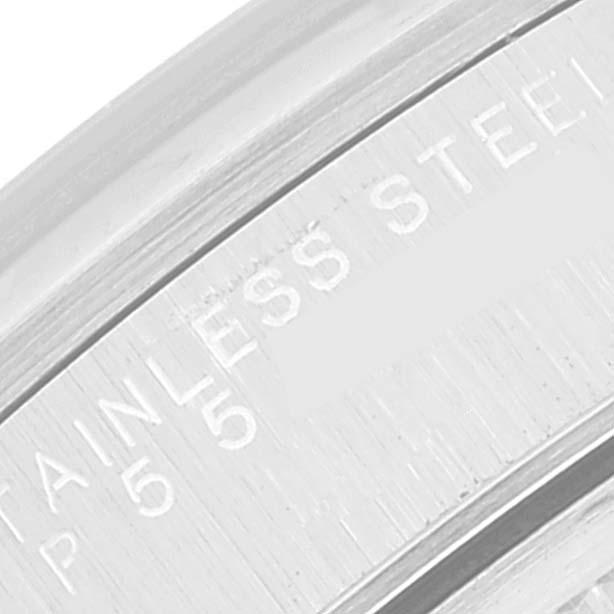 This image shows a close-up of the stainless steel bezel of a Rolex Air-King 14000 Men's Stainless Steel Blue Dial 14000 Men's Stainless Steel Blue Dial watch.