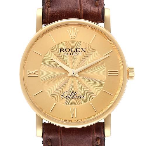 Photo of Rolex Cellini Classic Yellow Gold Decorated Champagne Dial Mens Watch 5115