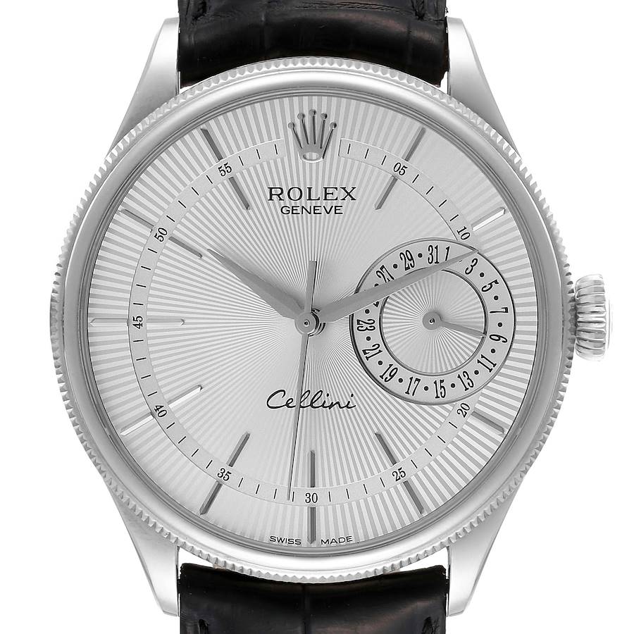 Rolex Cellini Date White Gold Silver Dial Automatic Mens Watch 50519 Box Card SwissWatchExpo