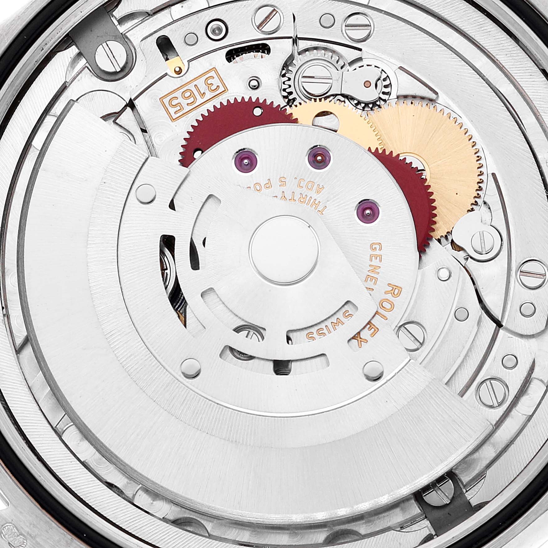 The image shows an up-close view of the movement mechanism of a Rolex Cellini 50519 Men's White Gold Silver Dial 50519 Men's White Gold Silver Dial watch.
