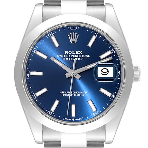 Photo of Rolex Datejust 41 Blue Dial Smooth Bezel Steel Mens Watch 126300