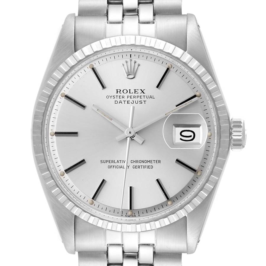 Not For Sale -Rolex Datejust Silver Dial Engine Turned Bezel Steel Vintage Mens Watch 1603 - Partial Payment SwissWatchExpo