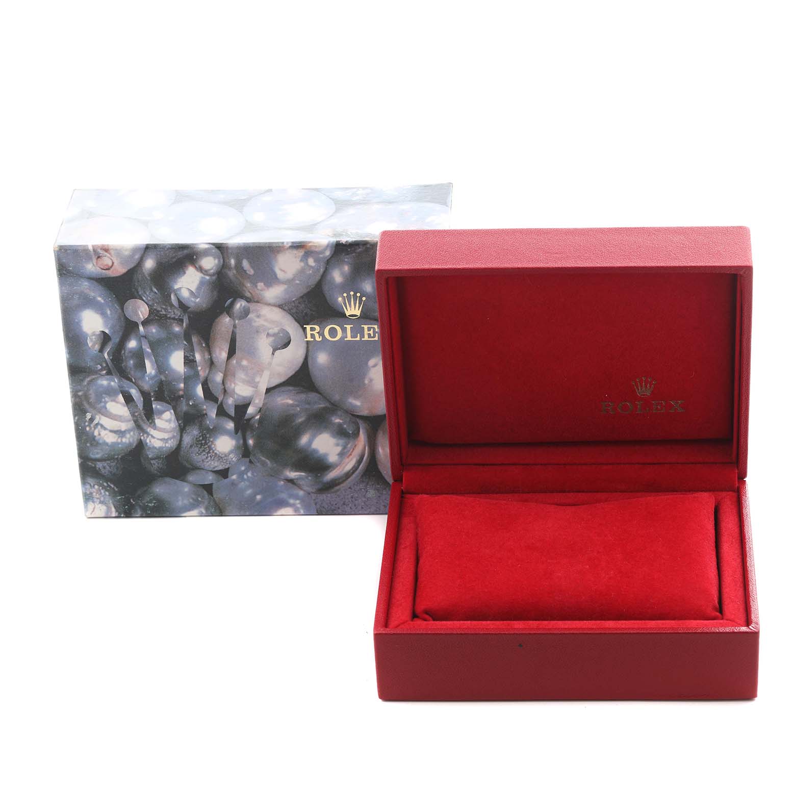 The image shows a Rolex Datejust 79163 Women's Steel and Gold (two tone) Grey Dial 79163 Women's Steel and Gold (two tone) Grey Dial watch box and cover from a front angle, displaying the brand logo.