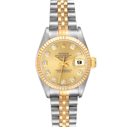 Photo of Rolex Datejust Yellow Gold Champagne Diamond Dial Ladies Watch 69173 Box Papers