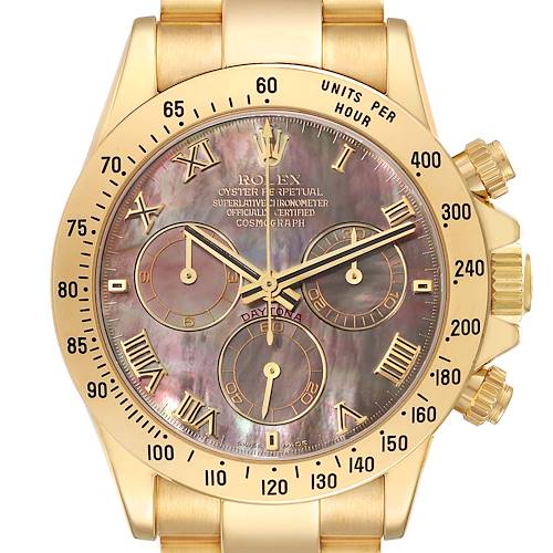 Photo of Rolex Daytona Yellow Gold Mother of Pearl Dial Mens Watch 116528 Box Papers