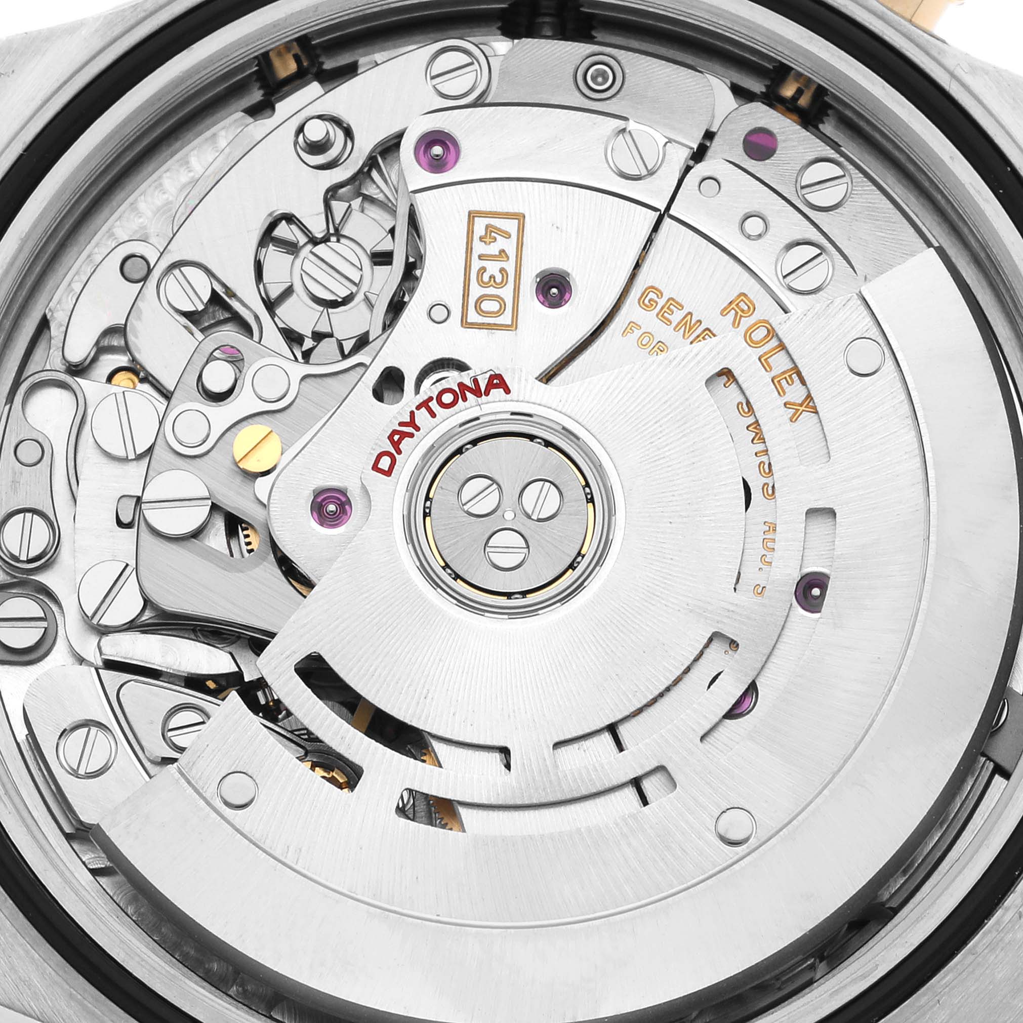 This image shows the intricate inner mechanism of a Rolex Daytona 116523NG Men's Steel and Gold (two tone) Mother of Pearl Dial 116523NG Men's Steel and Gold (two tone) Mother of Pearl Dial watch, featuring the model number 4130.