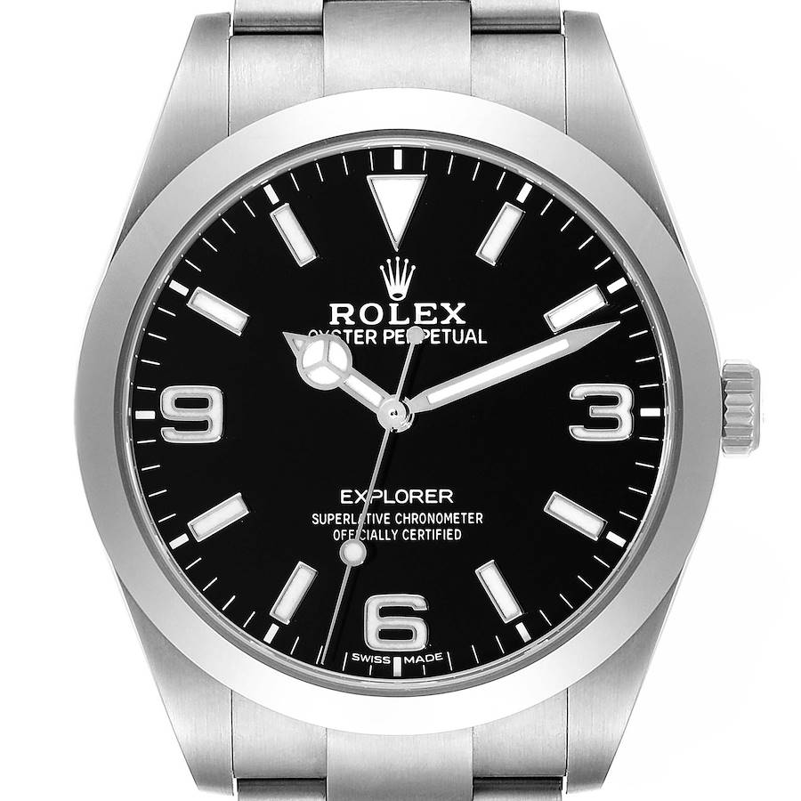Rolex Explorer I 39mm Black Dial Steel Mens Watch 214270 Card SwissWatchExpo