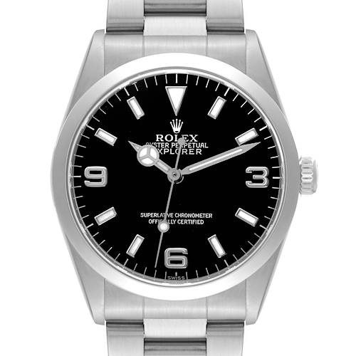 Photo of Rolex Explorer I Black Dial Steel Mens Watch 14270 Papers
