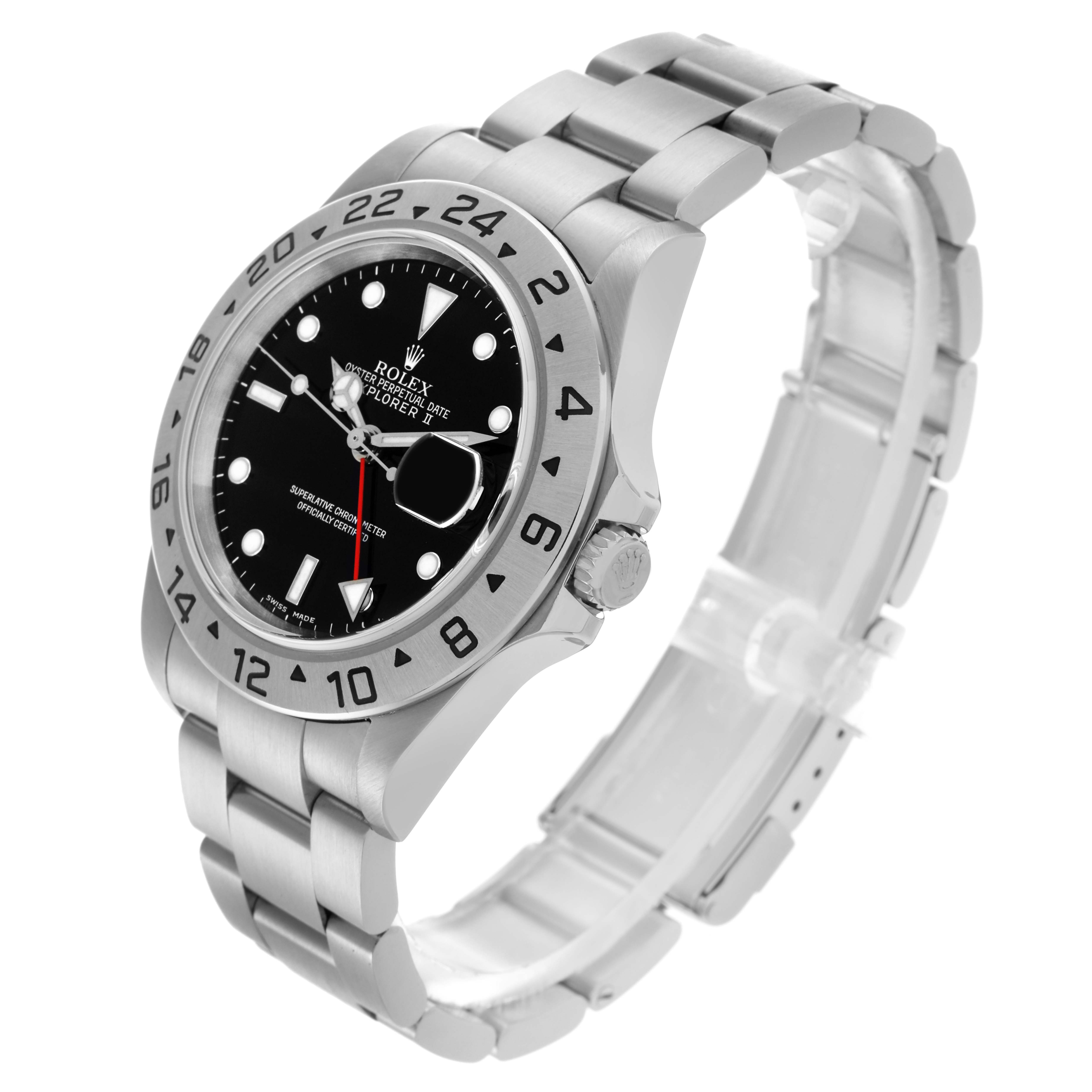The image shows a Rolex Explorer 16570T Men's Stainless Steel Black Dial 16570T Men's Stainless Steel Black Dial watch from a three-quarter angle, highlighting its bezel, dial, strap, and crown.