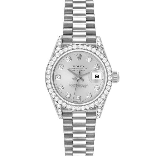 Photo of Rolex President White Gold Silver Diamond Dial Ladies Watch 79159