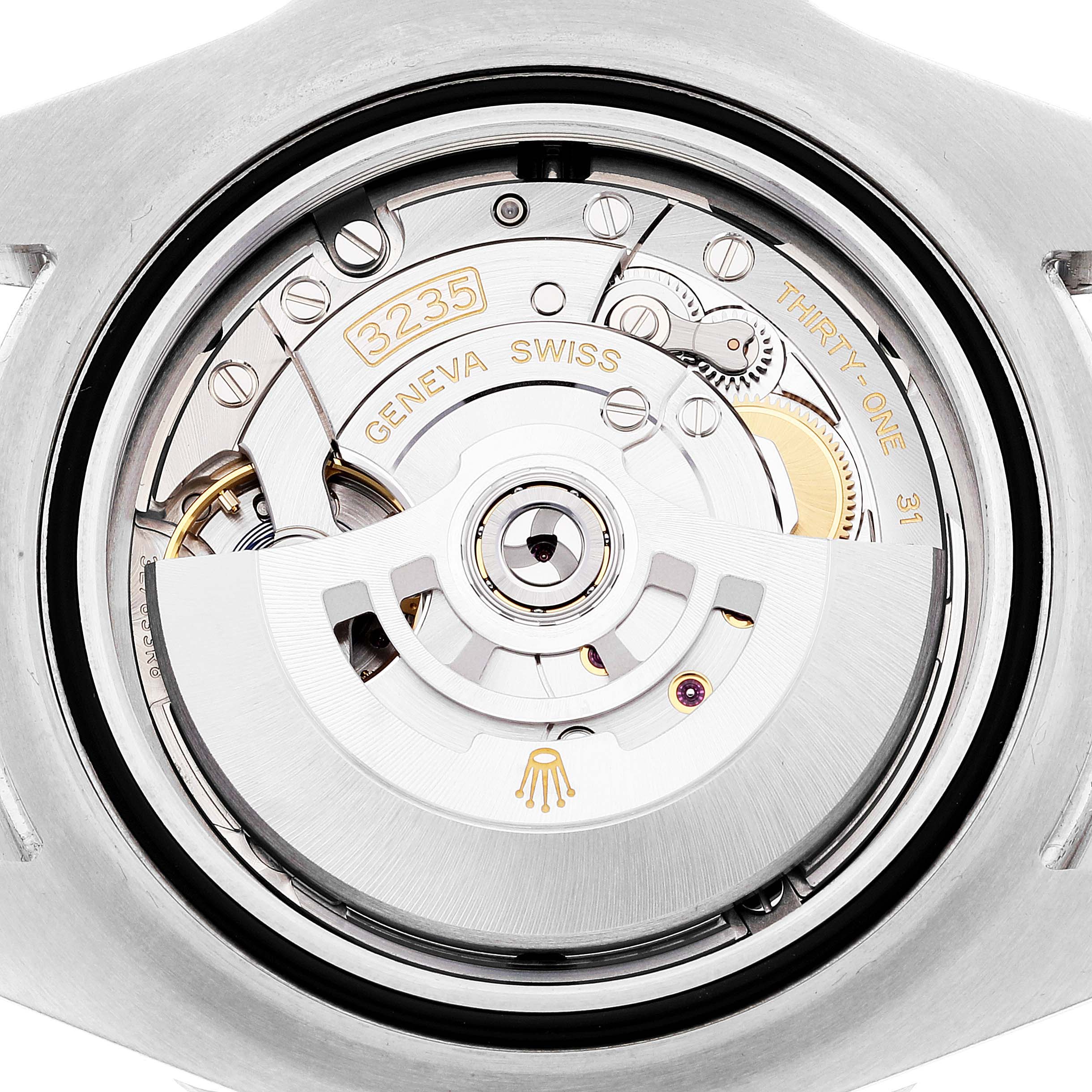 This image shows the movement of a Rolex Sea-Dweller 126600 Men
s Stainless Steel Black Dial 126600 Men
s Stainless Steel Black Dial watch from the back.