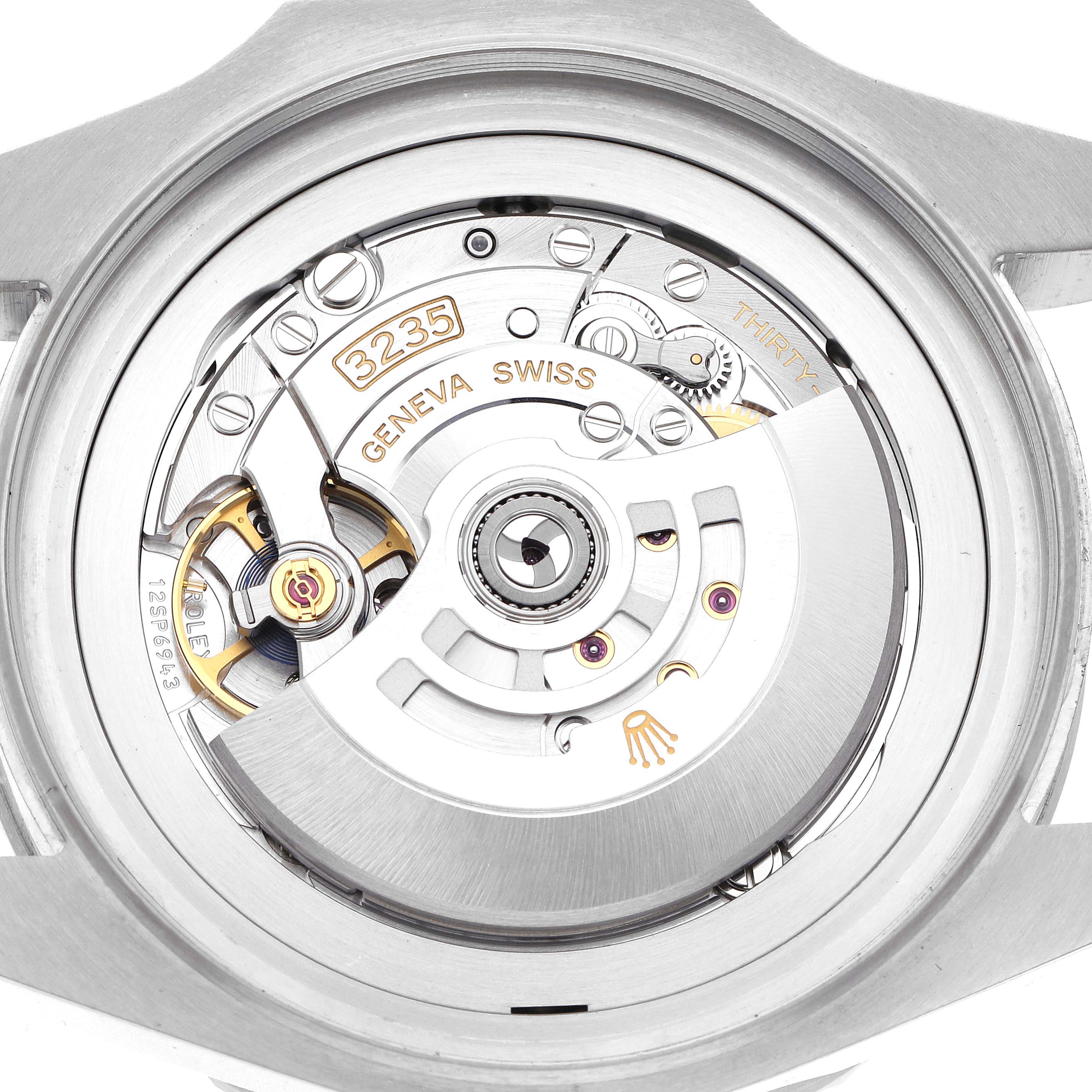 The image shows the back view of a Rolex Sea-Dweller 126660 Men's Stainless Steel Black Dial 126660 Men's Stainless Steel Black Dial, highlighting its movement and rotor.