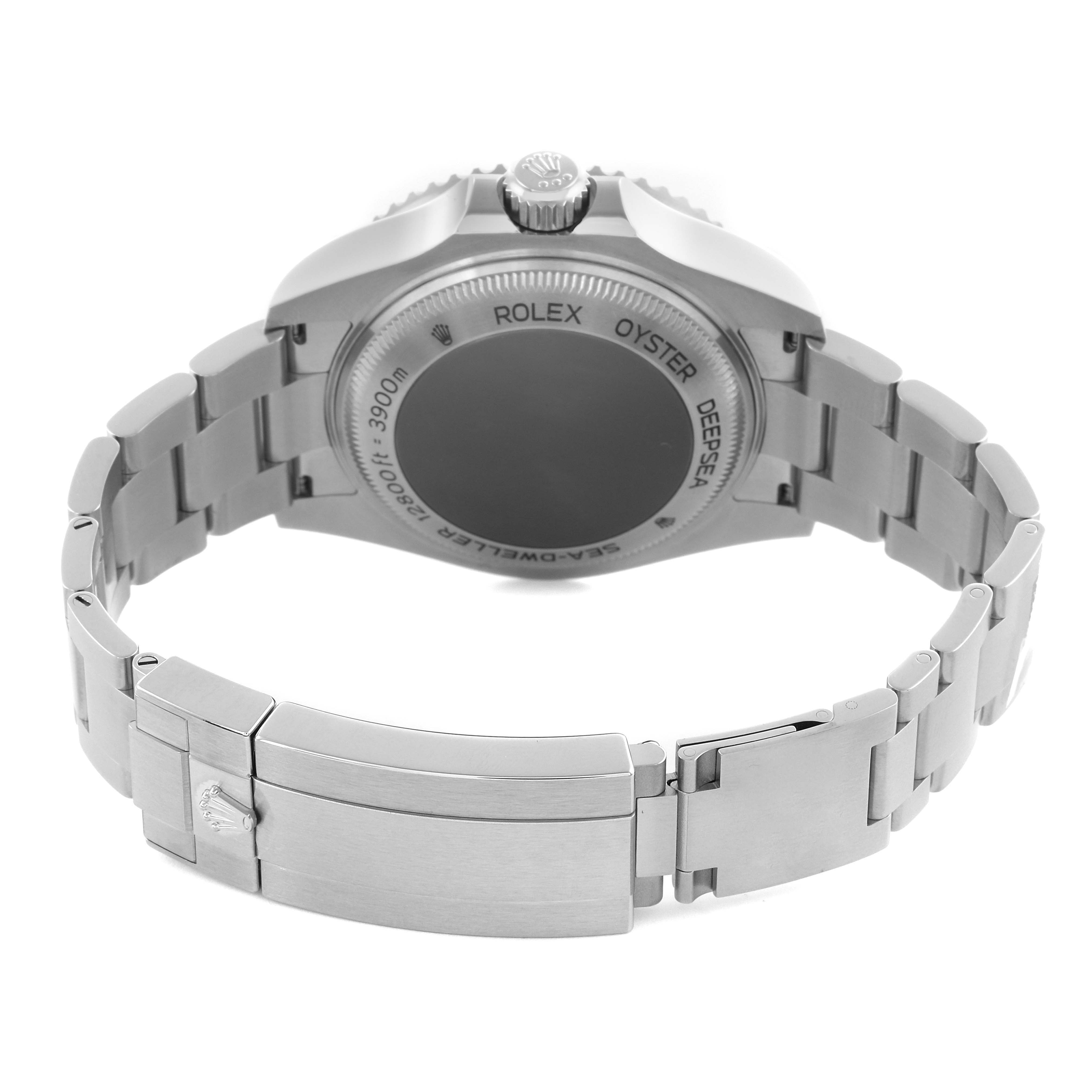 This image shows the back view and bracelet of the Rolex Sea-Dweller 126660 Men's Stainless Steel Black Dial 126660 Men's Stainless Steel Black Dial watch.
