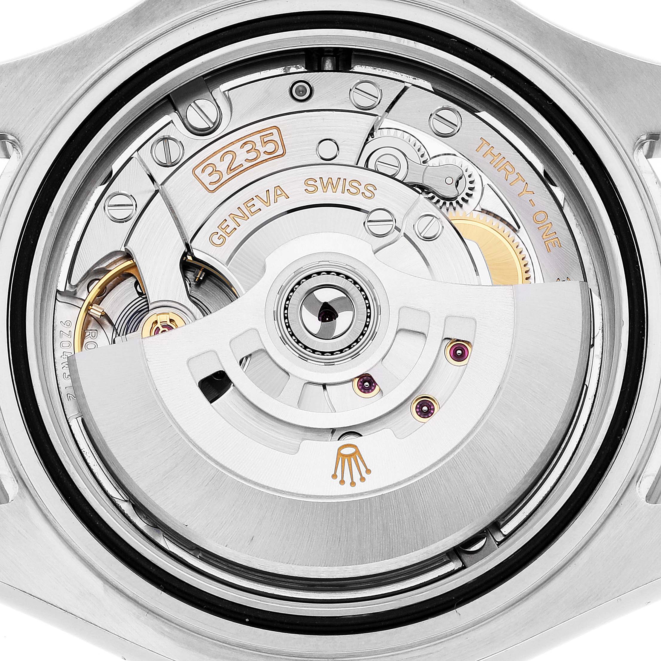 This image shows the back view of the Rolex Yacht-Master 126622 Men
s Stainless Steel Grey Dial 126622 Men
s Stainless Steel Grey Dial watch, highlighting its inner movement and mechanism.